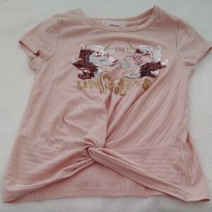 Pink Unicorn Sequin Gir's Top (Size 7/8)
